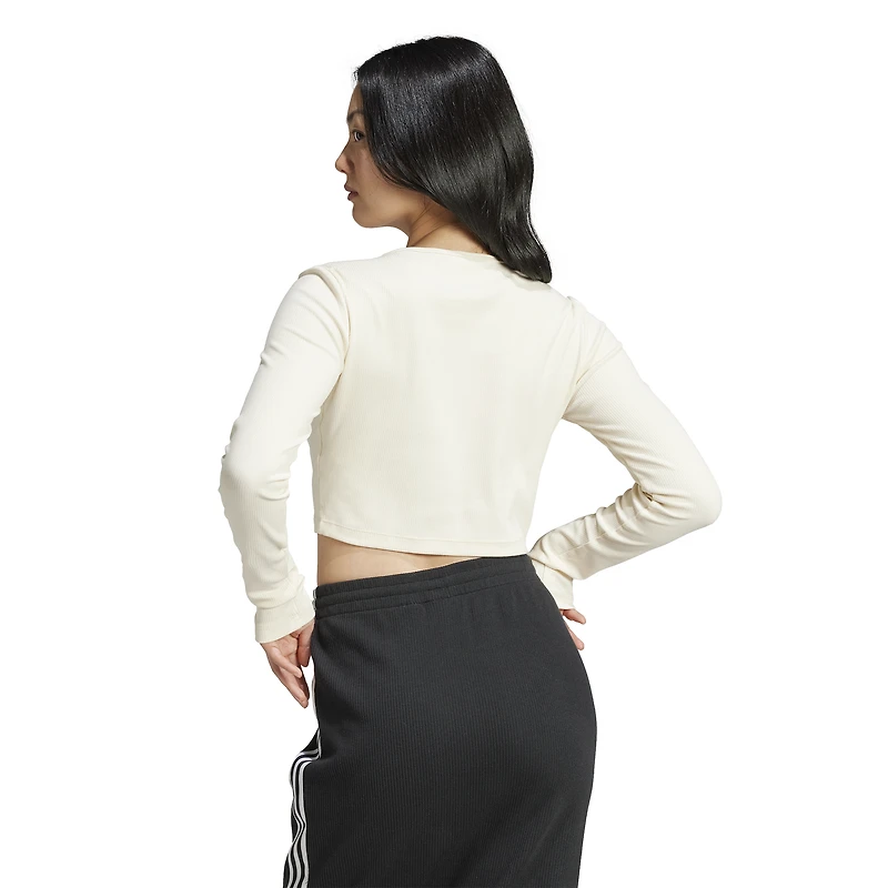 adidas Originals 3-Stripe Long Sleeve Cropped Top - Women's