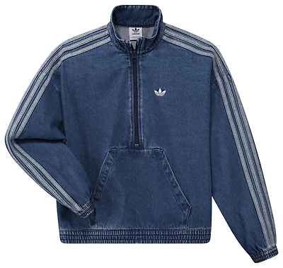adidas Originals Denim Half Zip - Girls' Grade School