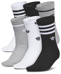 adidas Boys adidas Originals Remix 4.0 Crew Socks 6 Pack - Boys' Grade School White/Grey Heather/Black Size L