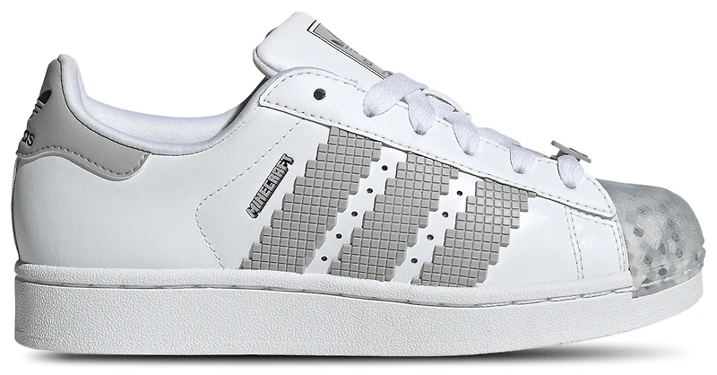 adidas Boys Originals Superstar Mine Craft - Boys' Grade School Running Shoes White/Grey