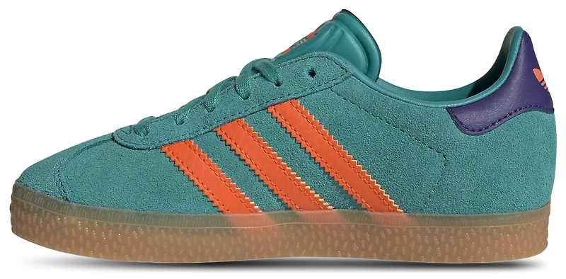 adidas Originals Boys Gazelle C - Boys' Preschool Shoes Pure Teal/Impact Orange/Collegiate Purple