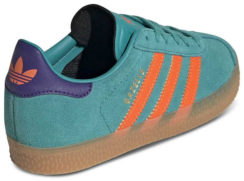 adidas Originals Boys Gazelle C - Boys' Preschool Shoes Pure Teal/Impact Orange/Collegiate Purple