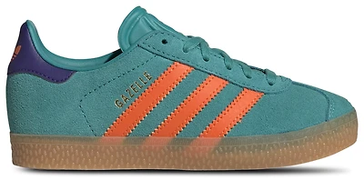adidas Originals Boys Gazelle C - Boys' Preschool Shoes Pure Teal/Impact Orange/Collegiate Purple