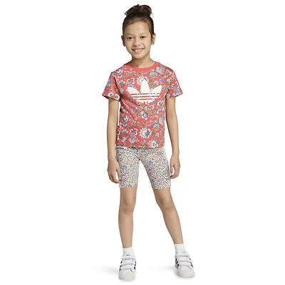 adidas Girls Originals x Liberty London Shorts & T-Shirt Set - Girls' Preschool Semi Lucid Red/Multicolor
