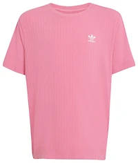 adidas Boys Originals Trefoil Wide Rib T-Shirt - Boys' Grade School Pink Fusion/White