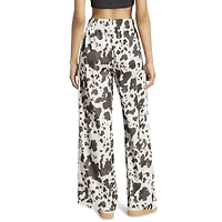 adidas Cow Print Wide Leg Satin Pants - Women's