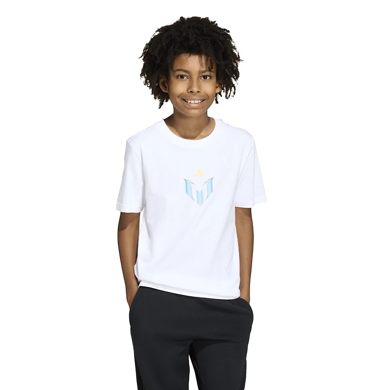 adidas Boys Messi Icon Graphic Soccer T-Shirt - Boys' Grade School White