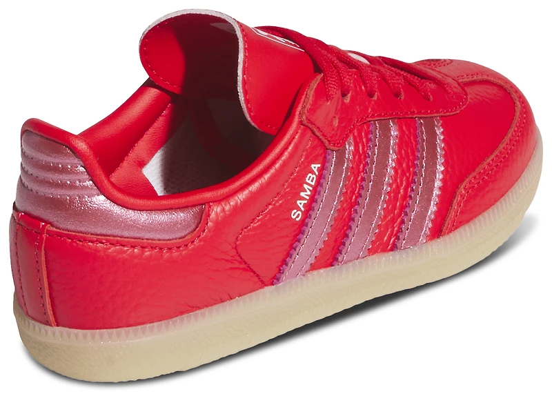 adidas Girls Samba - Girls' Preschool Shoes White/Metallic Red/Gum