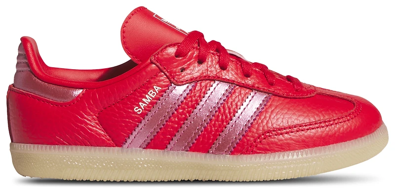adidas Girls Samba - Girls' Preschool Shoes White/Metallic Red/Gum