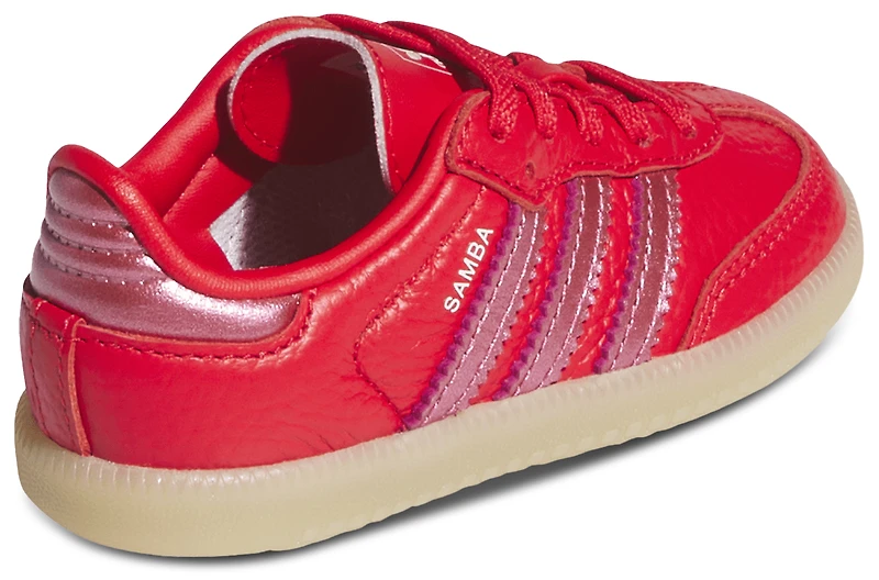 adidas Girls adidas Samba - Girls' Toddler Soccer Shoes White/Metallic Red/Gum Size 08.0