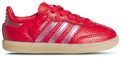 adidas Girls adidas Samba - Girls' Toddler Soccer Shoes White/Metallic Red/Gum Size 08.0