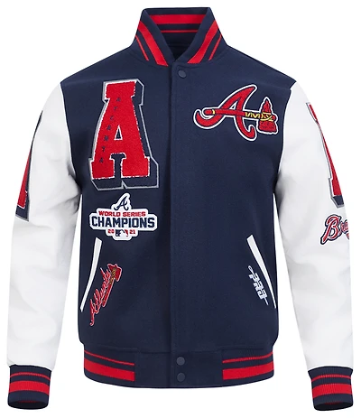 Pro Standard Atlanta Braves Mash Up Rib Wool Varsity Jacket - Men's
