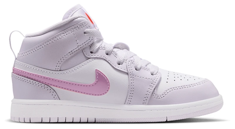 Jordan Girls 1 Mid SE Fem - Girls' Preschool Shoes Barely Grape/Atomic Pink