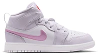 Jordan Girls 1 Mid SE Fem - Girls' Preschool Shoes Barely Grape/Atomic Pink