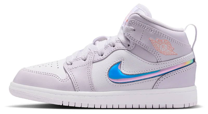 Jordan Girls 1 Mid SE Fem - Girls' Preschool Shoes Barely Grape/Atomic Pink