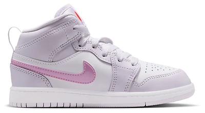 Jordan Girls 1 Mid SE Fem - Girls' Preschool Shoes Barely Grape/Atomic Pink