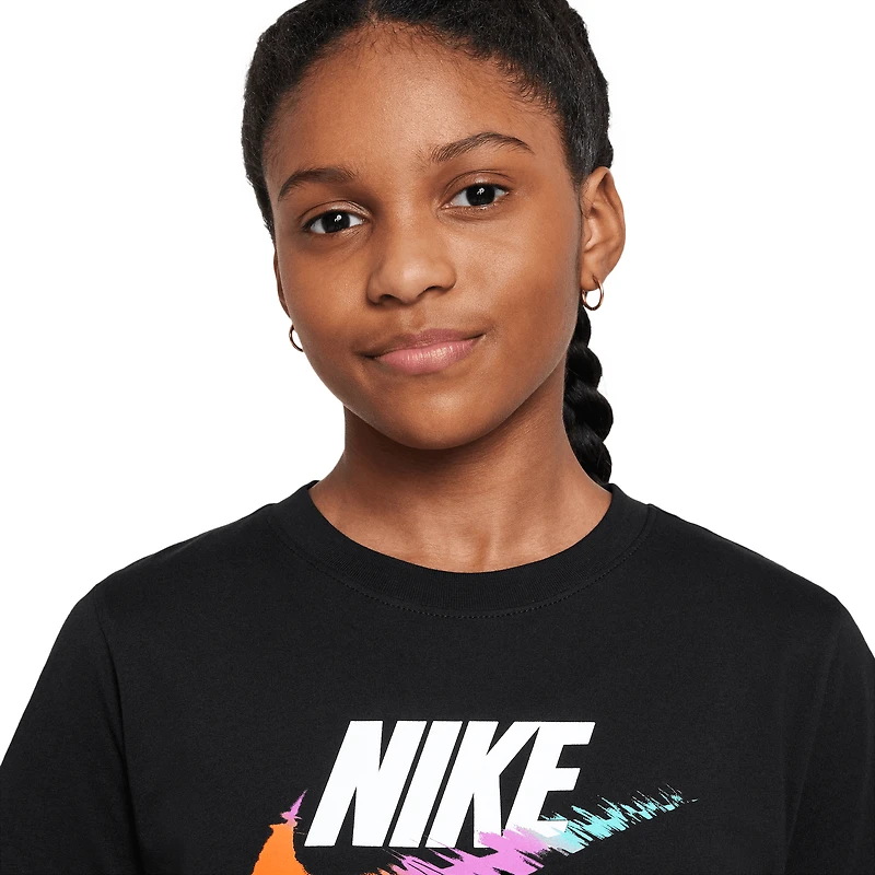 Nike Boys Nike Brandmark 3 Futura T-Shirt - Boys' Grade School Black/Multi Size M