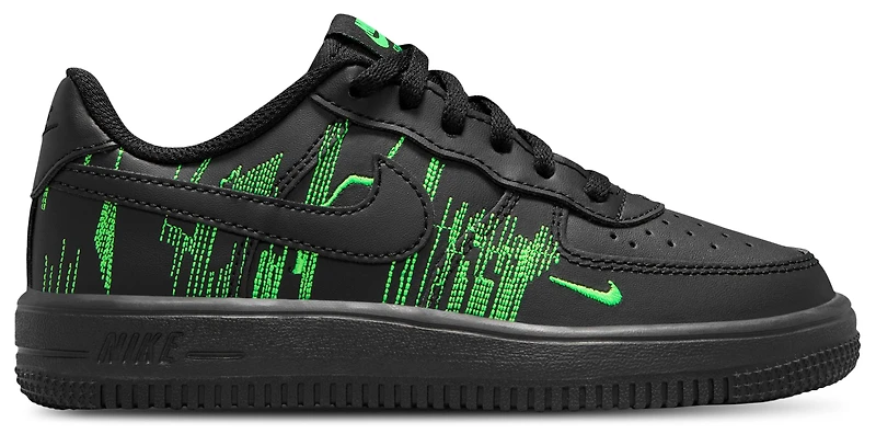 Nike Boys Air Force 1 - Boys' Preschool Basketball Shoes Black/Green Strike/Vivid Purple