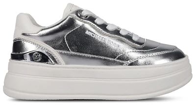 Michael Kors Girls Michael Kors Hayes - Girls' Grade School Shoes Silver Tumbled Metal/White Nappa Size 03.0