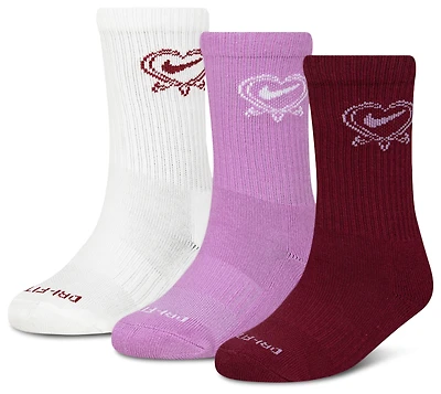 Nike Valentine's Day Crew Socks 3 Pack - Girls' Preschool