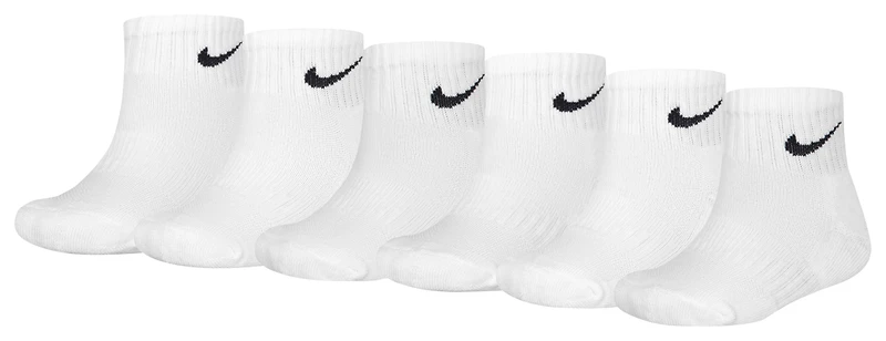 Nike Boys Nike Quarter Socks 6 Pack GSB - Boys' Grade School White/Black Size XS