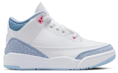 Jordan Girls Retro 3 - Girls' Preschool Shoes White/Pink Glow/Cobalt Bliss