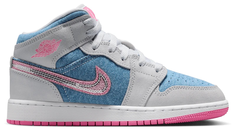 Jordan Girls Air 1 Mid - Girls' Grade School Shoes Cobalt Bliss/Pink Glow/White
