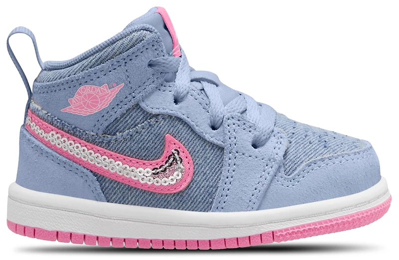Jordan Girls AJ1 Mid SE - Girls' Toddler Shoes Pink Glow/Cobalt Bliss/White