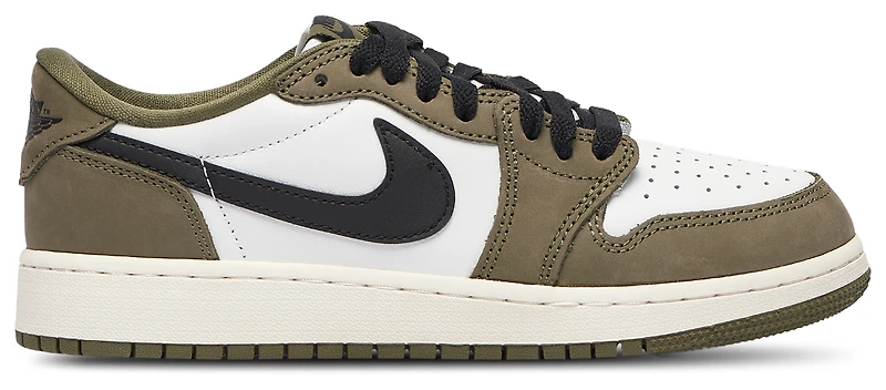 Jordan Boys AJ 1 Retro Low OG - Boys' Grade School Shoes White/Olive/Black