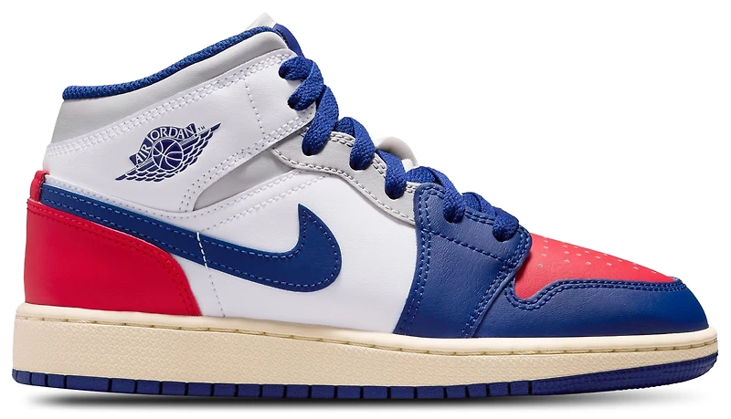 Jordan Boys AJ 1 Mid - Boys' Grade School Shoes University Red/White/Deep Royal