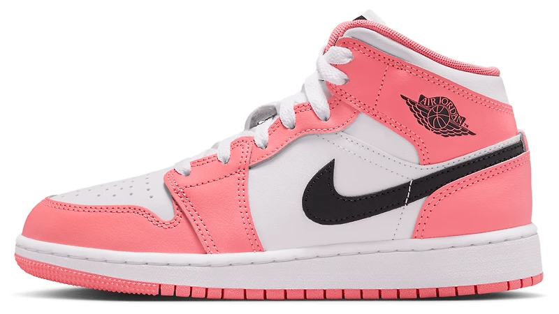 Jordan Girls 1 Mid - Girls' Grade School Basketball Shoes Pink Gaze/White/Black
