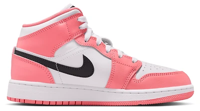 Jordan Girls 1 Mid - Girls' Grade School Basketball Shoes Pink Gaze/White/Black