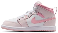 Jordan Girls AJ 1 Mid - Girls' Preschool Basketball Shoes Pearl Pink/Medium Soft Pink/White