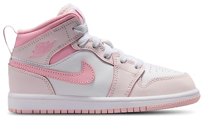 Jordan Girls Jordan AJ 1 Mid - Girls' Preschool Basketball Shoes Pearl Pink/Medium Soft Pink/White Size 13.5