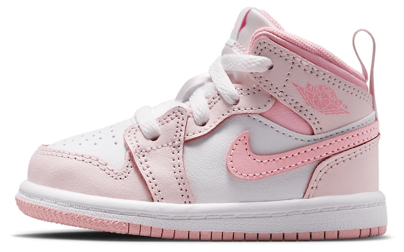 Jordan Girls AJ 1 Mid - Girls' Toddler Basketball Shoes Pearl Pink/Medium Soft Pink/White