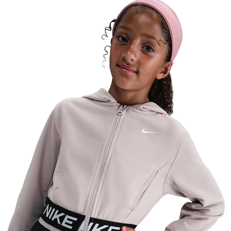 Nike Girls NP Dri-FIT Full Zip Fleece Hoodie - Girls' Grade School Platinum Violet/Platinum Violet/Black