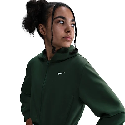 Nike Girls NP Dri-FIT Full Zip Fleece Hoodie - Girls' Grade School Fir/Black/White