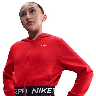 Nike Girls NP Dri-FIT Full Zip Fleece Hoodie - Girls' Grade School University Red/University Red/Black