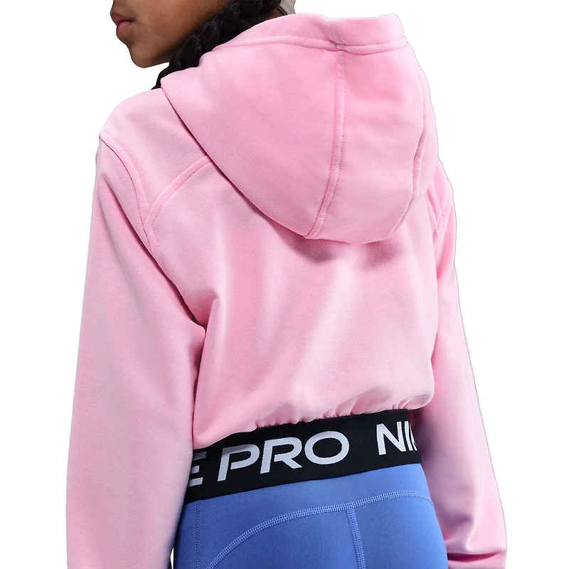 Nike Girls NP Dri-FIT Full Zip Fleece Hoodie - Girls' Grade School Med Soft Pink/Med Pink/Black