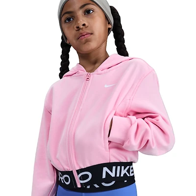 Nike Girls NP Dri-FIT Full Zip Fleece Hoodie - Girls' Grade School Med Soft Pink/Med Pink/Black