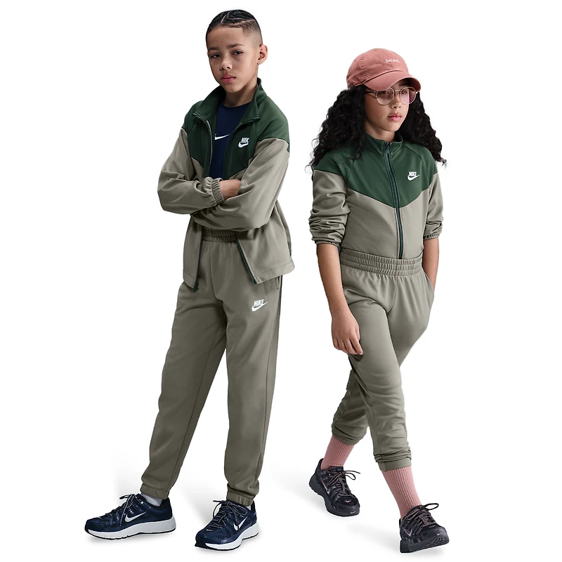 Nike Boys NSW Dri-FIT Full zip Tracksuit - Boys' Grade School White/Fir/Light Army