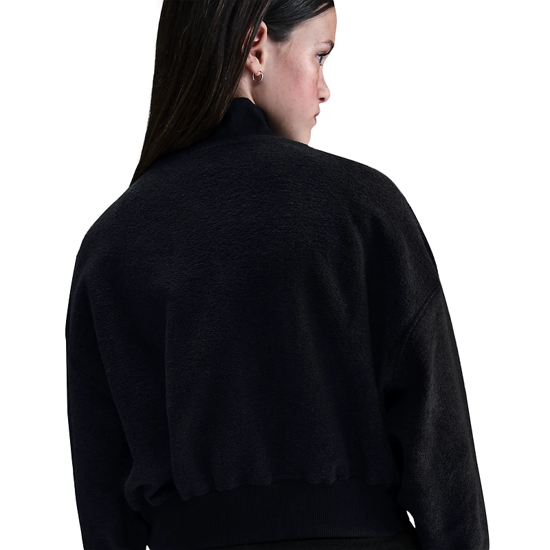 Nike Girls NSW Fleece Long Sleeve Quarter-Zip - Girls' Grade School White/Black