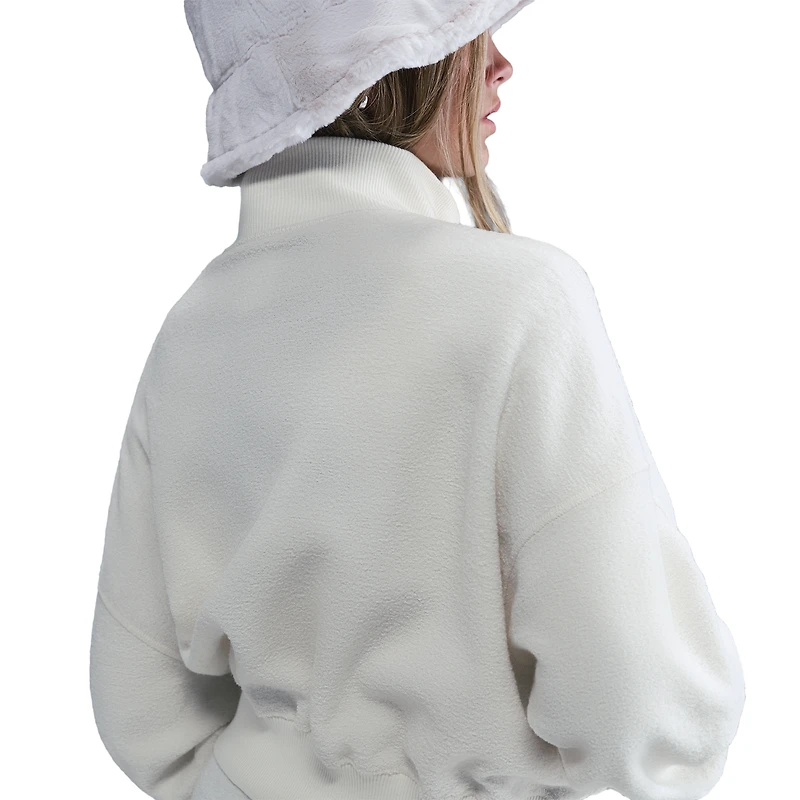 Nike Girls NSW Fleece Long Sleeve Quarter-Zip - Girls' Grade School Soft Pearl/White