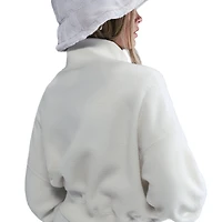 Nike Girls NSW Fleece Long Sleeve Quarter-Zip - Girls' Grade School Soft Pearl/White