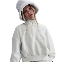 Nike Girls NSW Fleece Long Sleeve Quarter-Zip - Girls' Grade School Soft Pearl/White