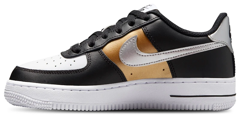 Nike Boys Air Force 1 - Boys' Grade School Basketball Shoes Black/White/Metallic Silver