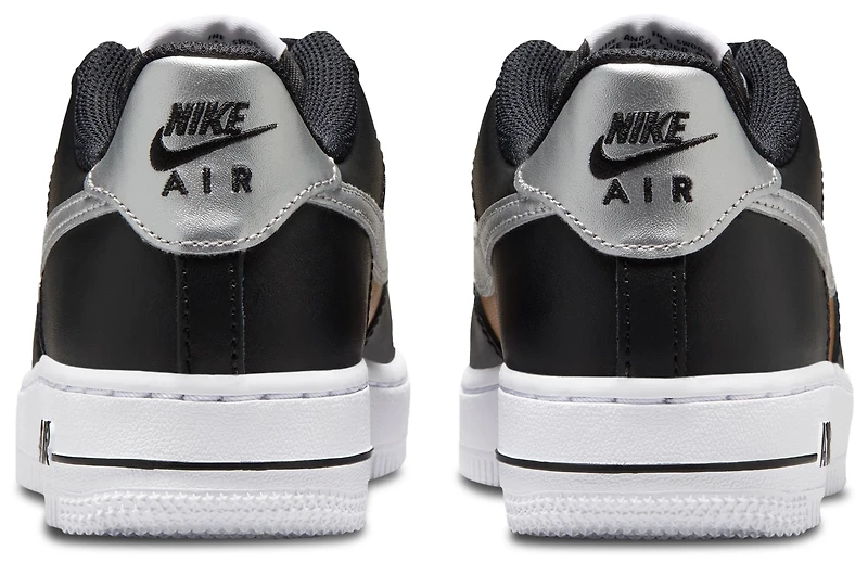 Nike Boys Air Force 1 - Boys' Grade School Basketball Shoes Black/White/Metallic Silver