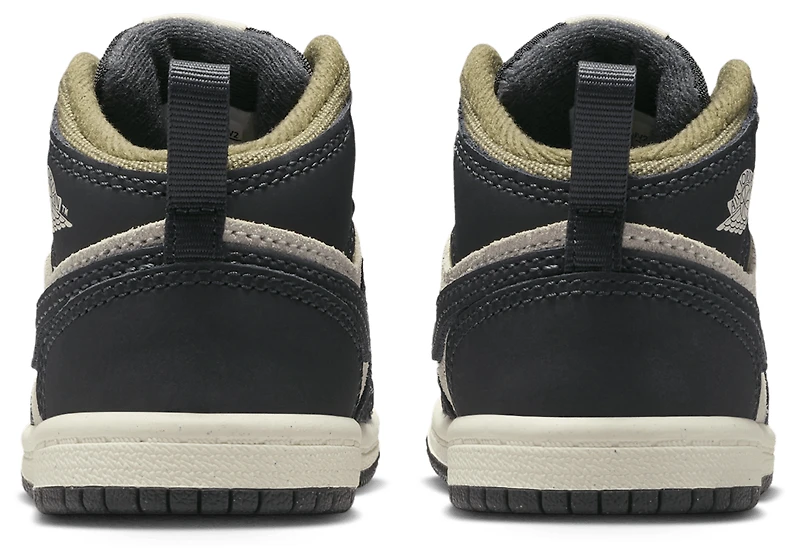 Jordan Boys 1 Mid SE - Boys' Toddler Basketball Shoes Light Orewood/Off Noir/Medium Olive