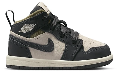 Jordan Boys 1 Mid SE - Boys' Toddler Basketball Shoes Light Orewood/Off Noir/Medium Olive