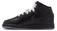 Jordan Boys Jordan AJ 1 Mid - Boys' Grade School Shoes White/Black/Silver Size 05.5